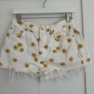 Floral White and Yellow Reformation Shorts